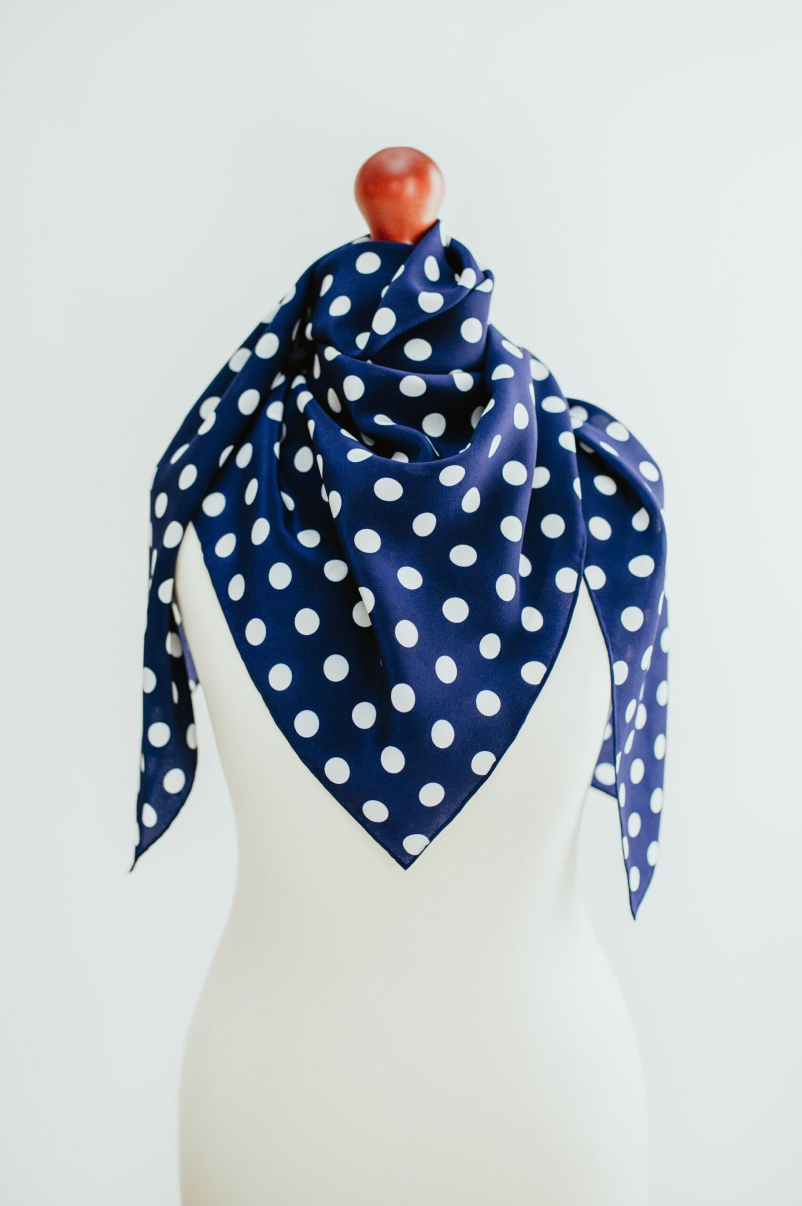 Navy Blue Silk Scarf – Love affair with polka dot